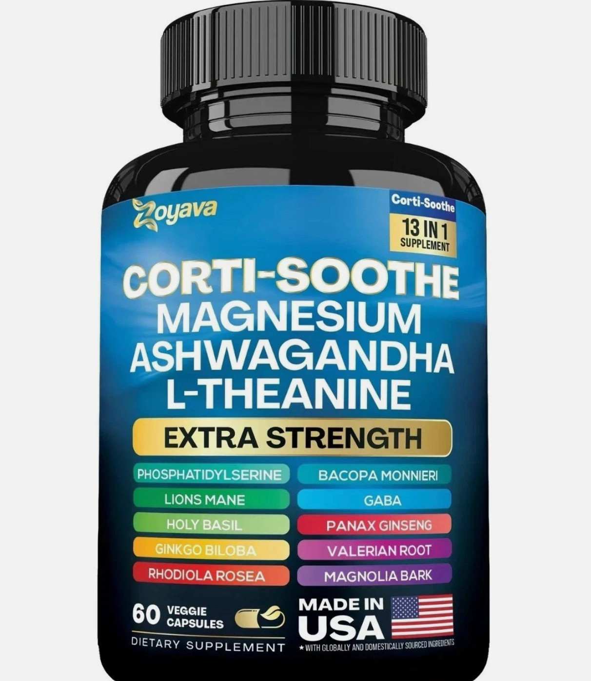 CORTI-SOOTHE Cortisol Magnesium Ashwagandha L-theanine – Relieve Stress