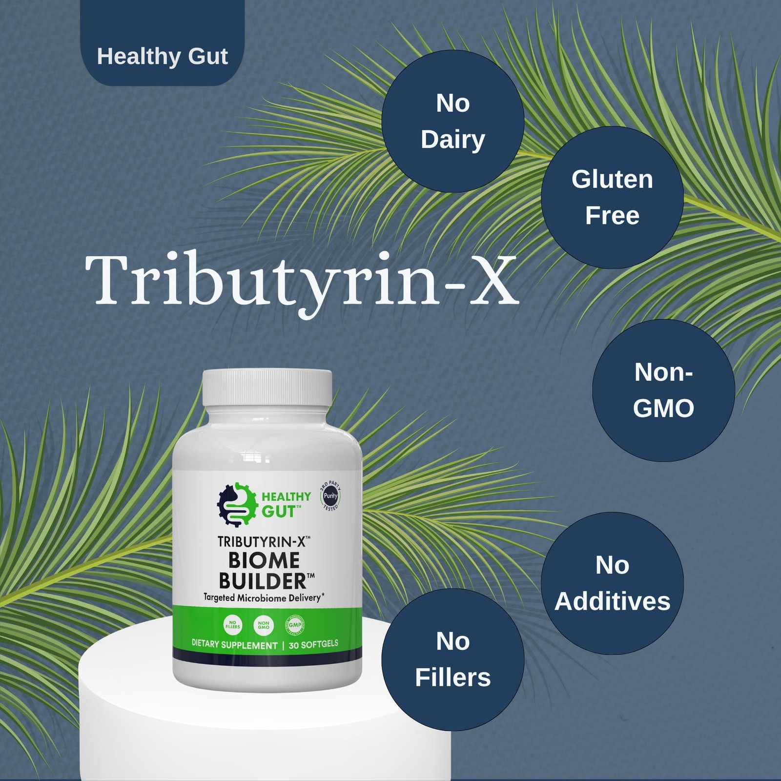 Healthy Gut Tributyrin-X | Most Bioavailable Butyrate 30 Count (Pack of 1)