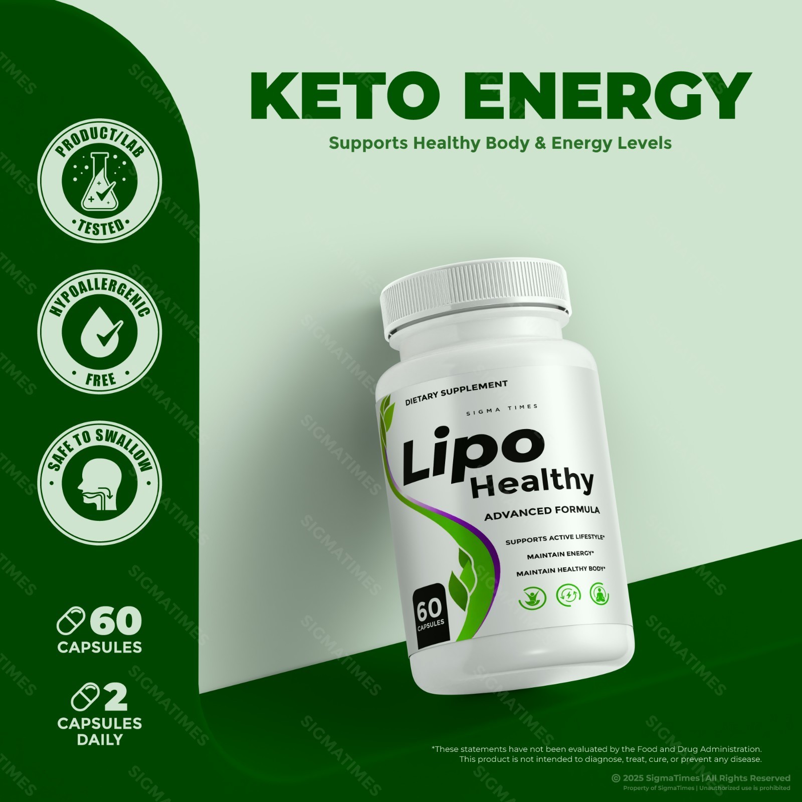 Lipo Healthy Capsules – Natural Detox, Energy & Metabolism Wellness 60ct