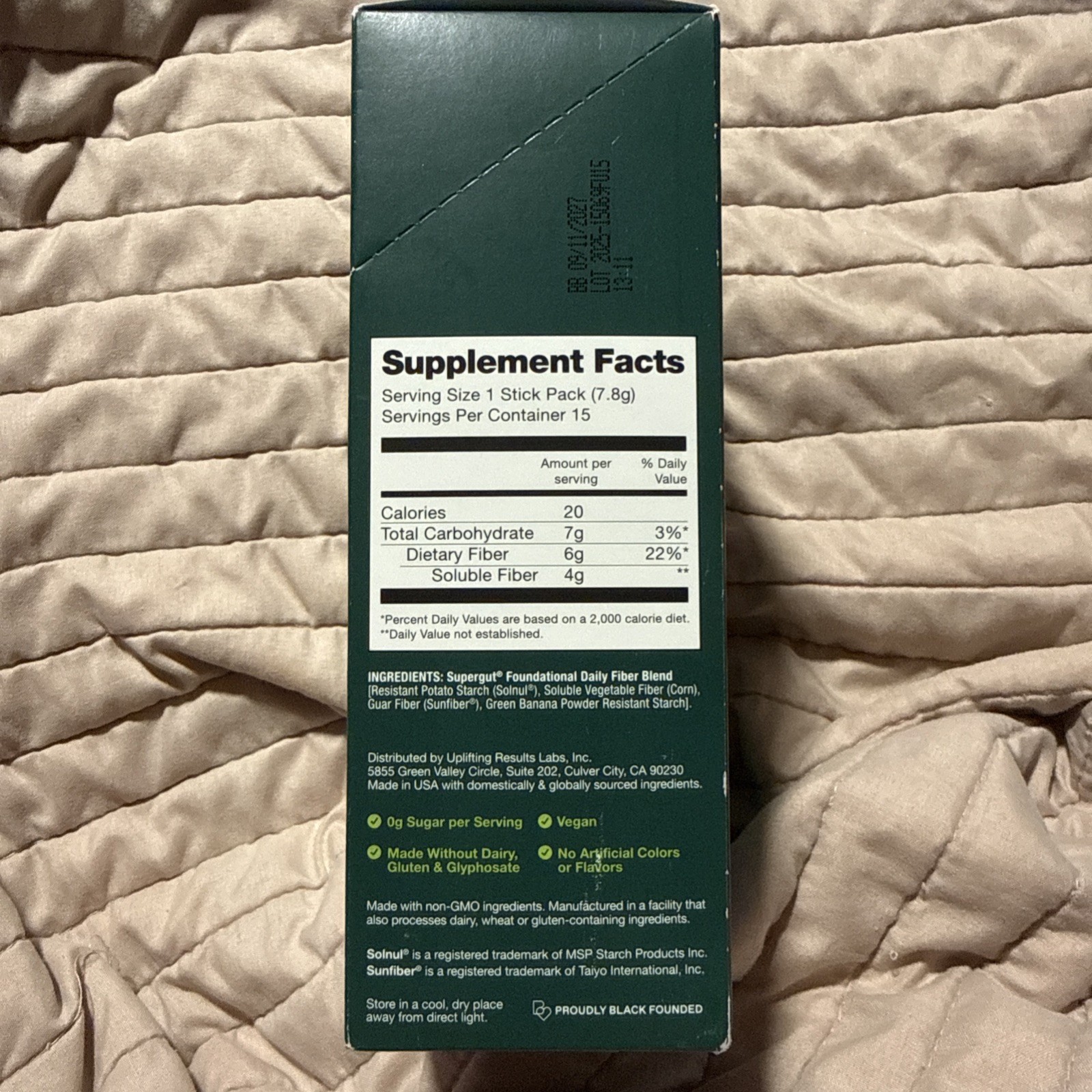 Supergut Foundational Daily Fiber Prebiotic Fiber Blend 15 Stick Packs