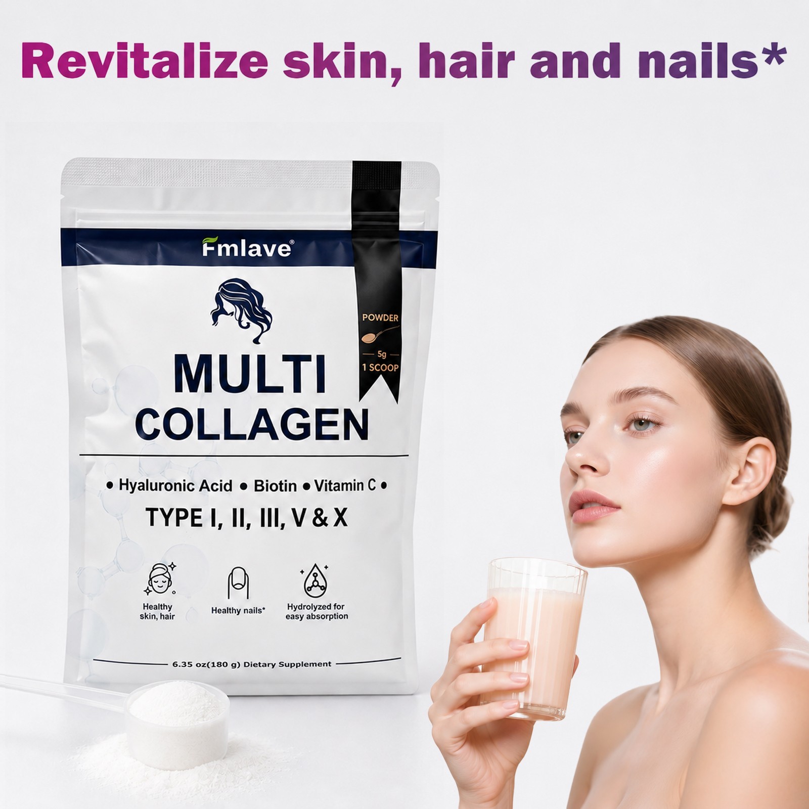 4x Multi Collagen Powder 1500mg – with Biotin Hyaluronic Acid Vit C 144 Servings