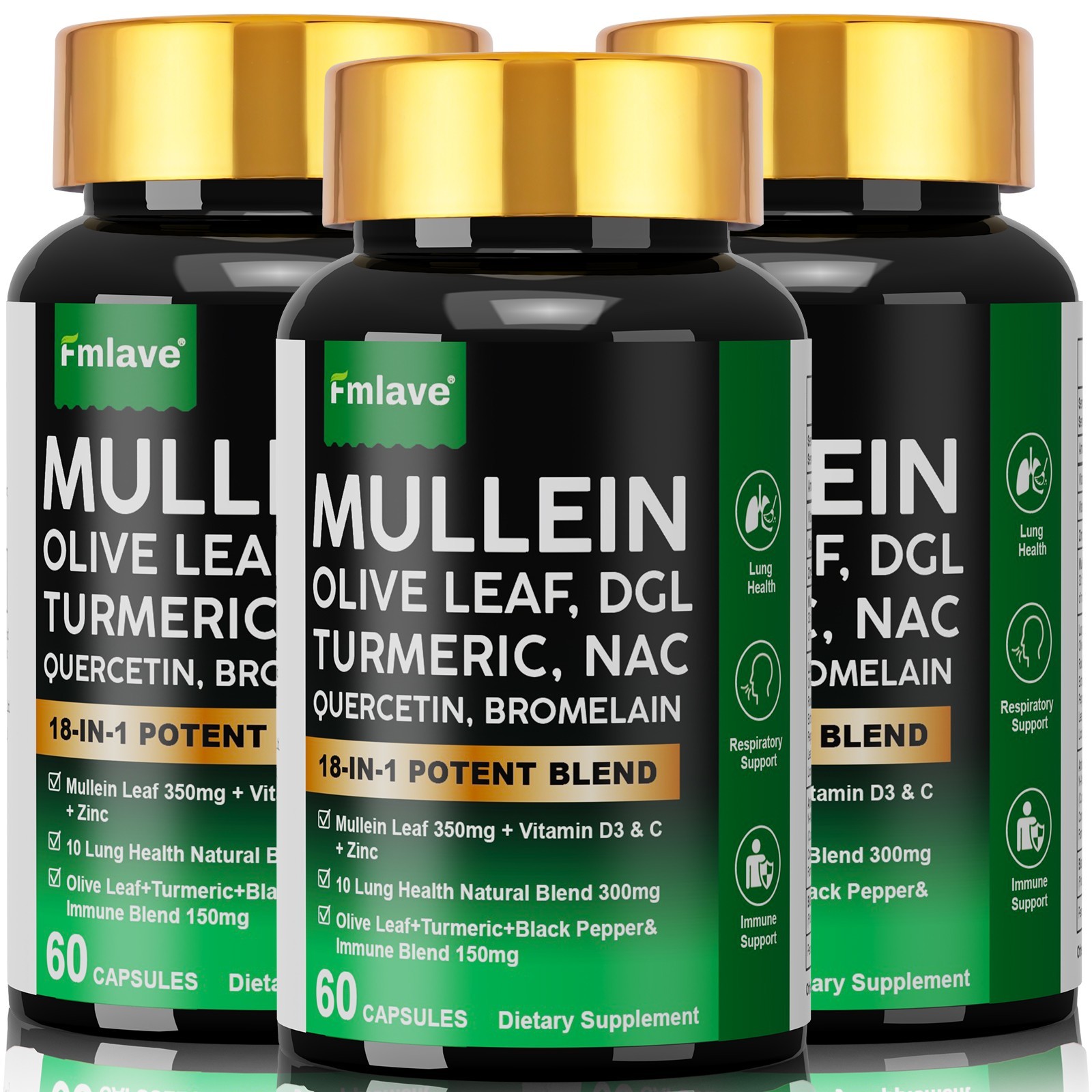 Mullein Leaf Capsules for Lung Cleanse and Detox, Respiratory Health Herbal 60ct