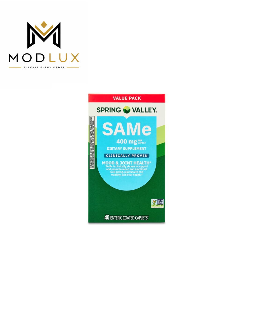 Spring Valley SAMe Dietary Supplement Value Pack, 400 mg, 40 Count