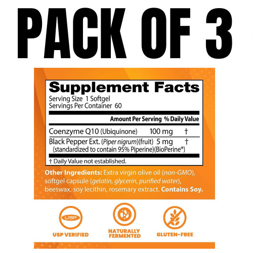 Doctor’s Best High Absorption CoQ10 – 60 Count (Pack of 3)