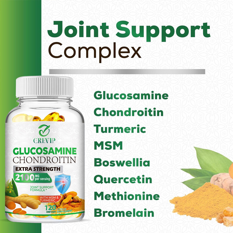 Glucosamine Chondroitin 2100mg – Turmeric, MSM – Triple Strength Joint Support