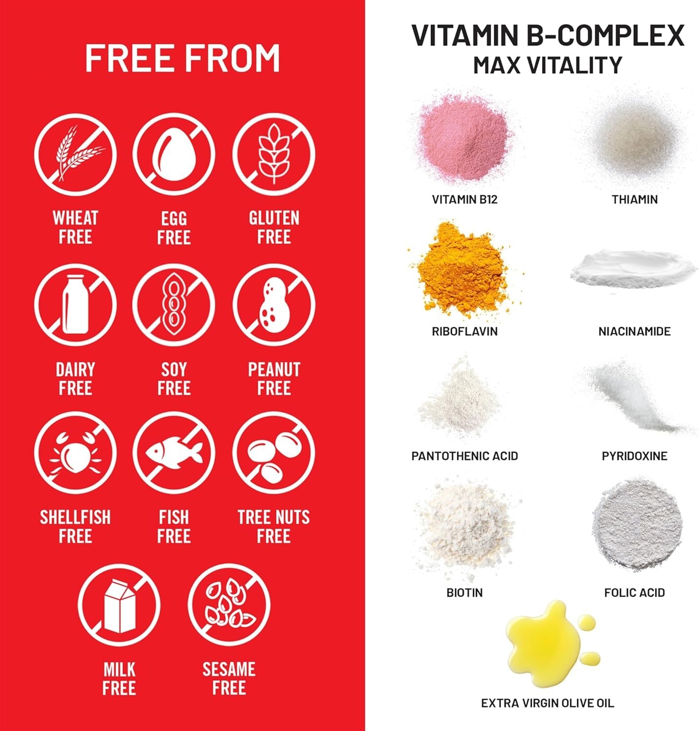 Vitamin B Complex for Women & Men w/ Folic Acid Biotin B1 B2 B3 B6 B12 180 Ct