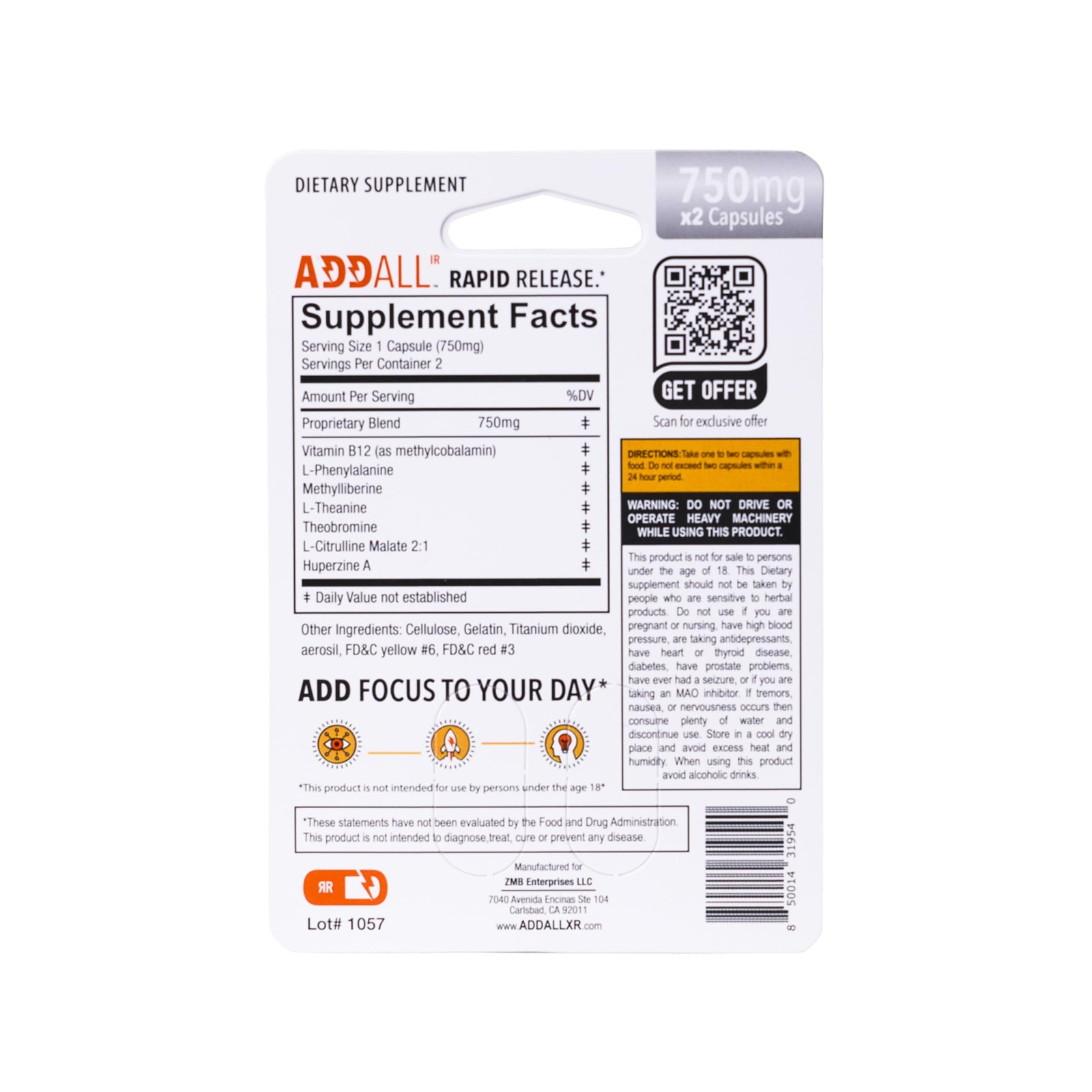 Supplement Rapid Release Nootropic Energy 12 Pack 24 Capsules No Crash
