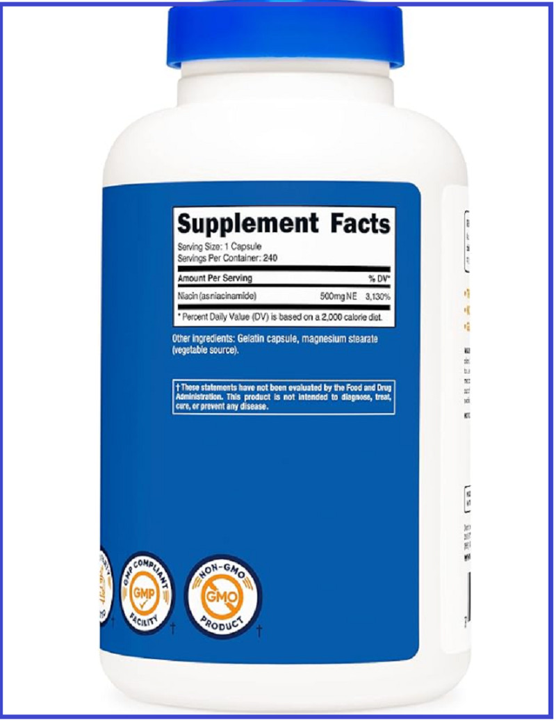 Nutricost Niacinamide (Vitamin B3) 500mg, 240 Capsules – Flush Free, Gluten Free