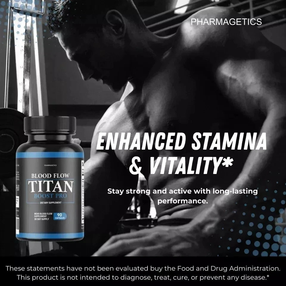 Blood Flow Titan Boost Pro Mens Blood Flow Supplement – 90 Capsules (Pack of 3).