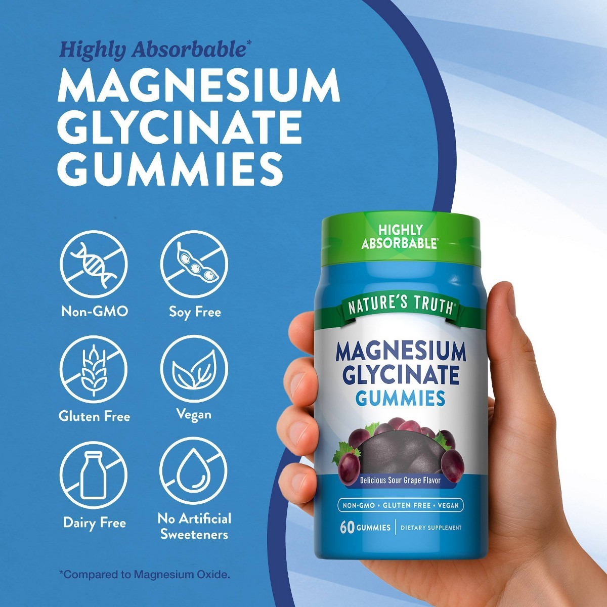 Natures Truth Magnesium Glycinate Dietary Vegan Supplements Gummies – 60ct