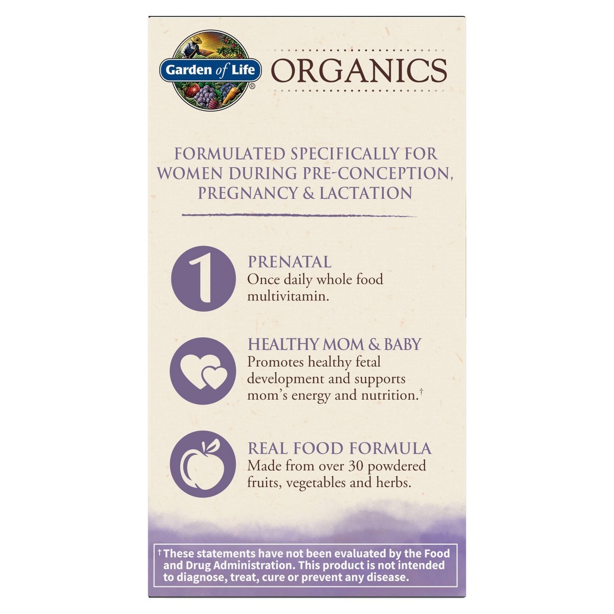 Garden of Life Organic Vegan Prenatal Daily Multivitamin Tablets – 30ct