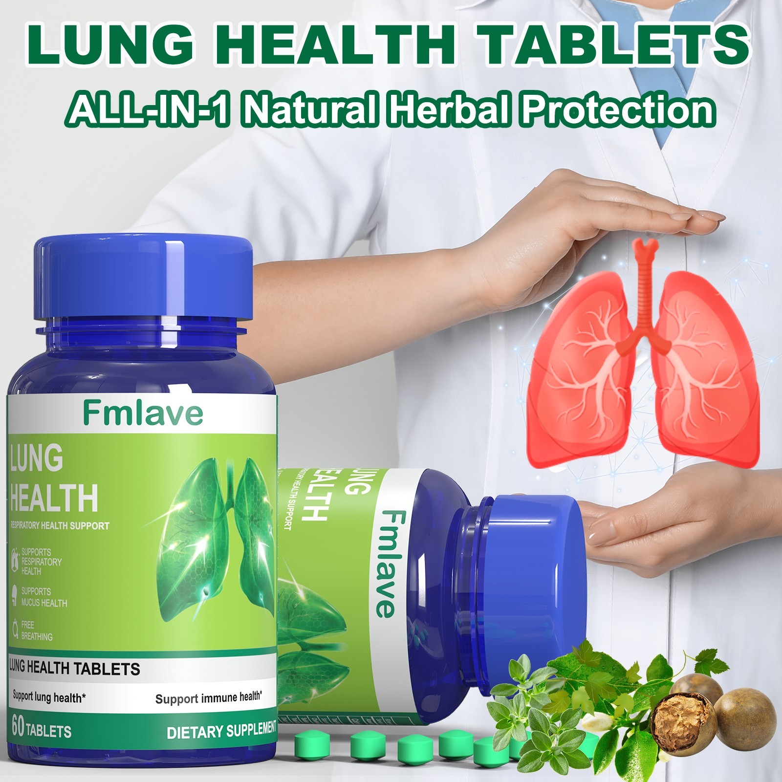 Lung Cleanse & Detox Support Clear Lungs a Healthy Lungs Supplement 2 pack-120pc
