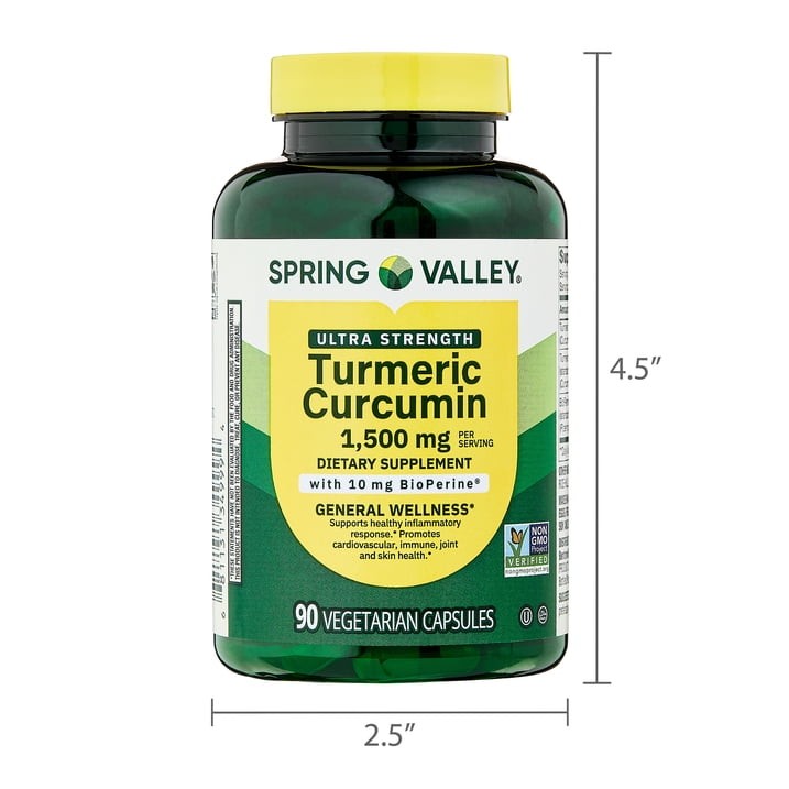 Spring Valley Ultra Strength Turmeric Curcumin 1500 mg Vegetarian Capsules 90 CT