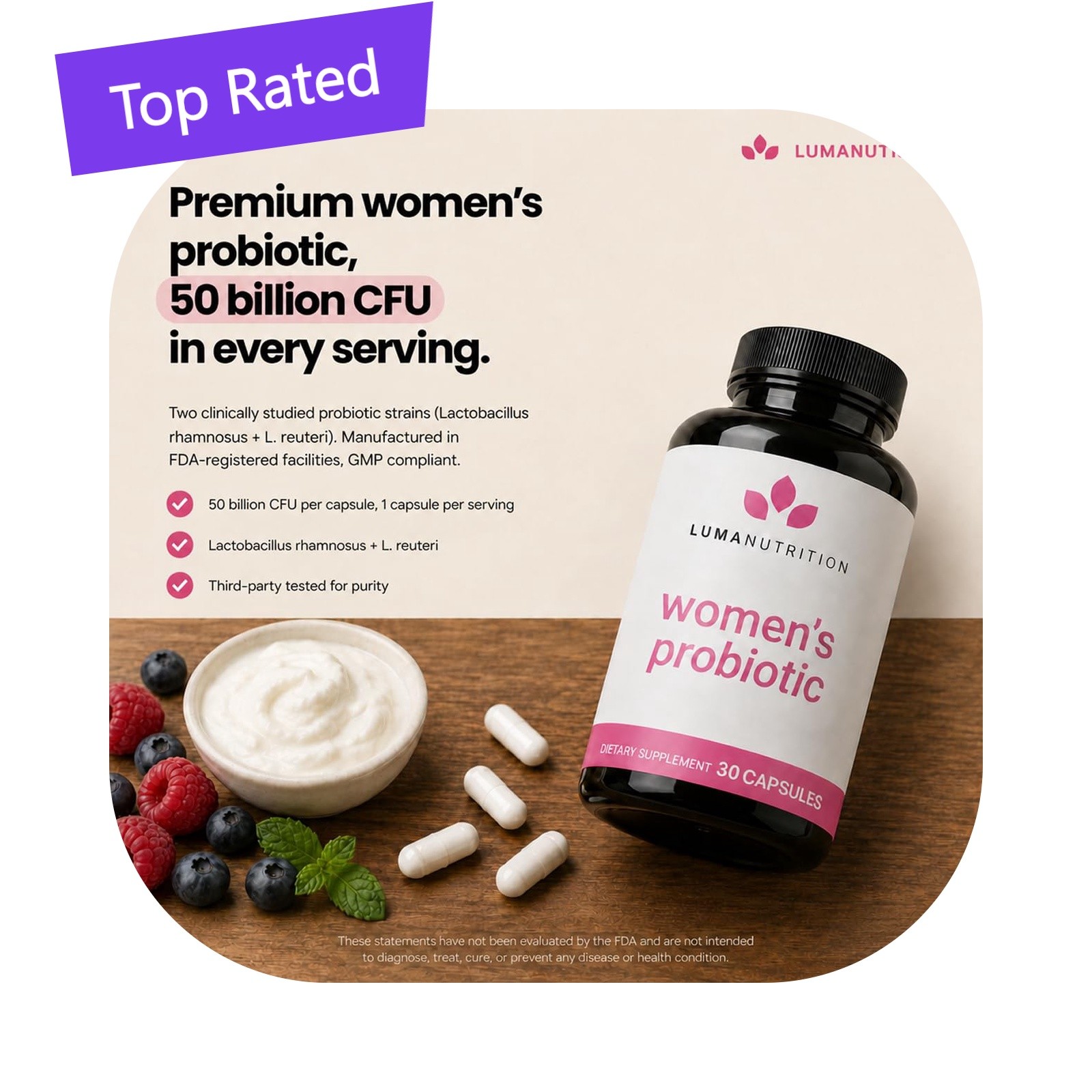 Luma Nutrition Probiotics Women 60 Count Capsules