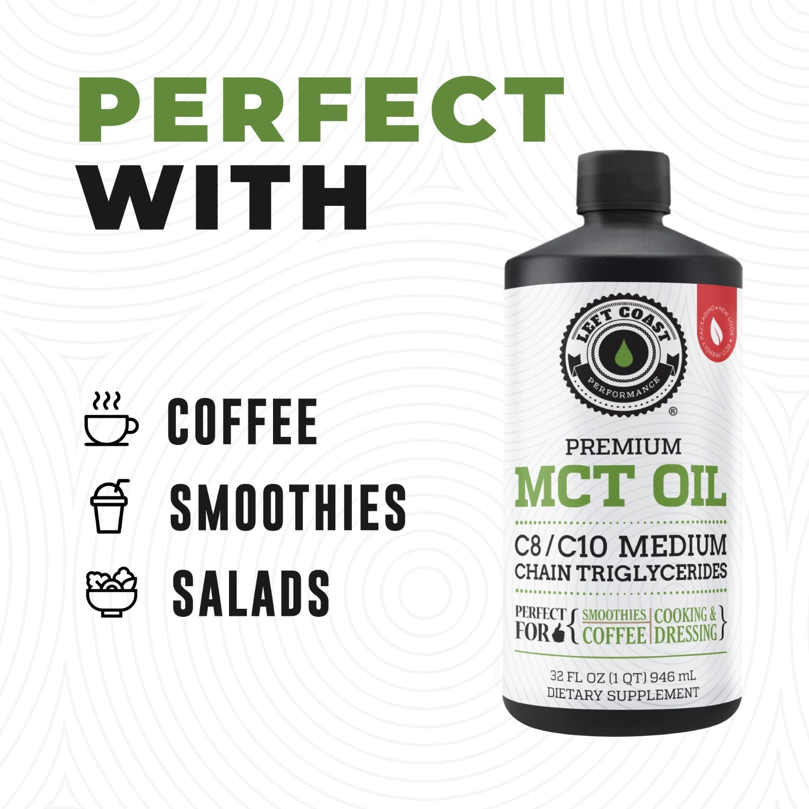 100% Pure Coconut MCT Oil 32 Fl Oz | C8 C10 for Energy & Focus – Keto, Smoothies