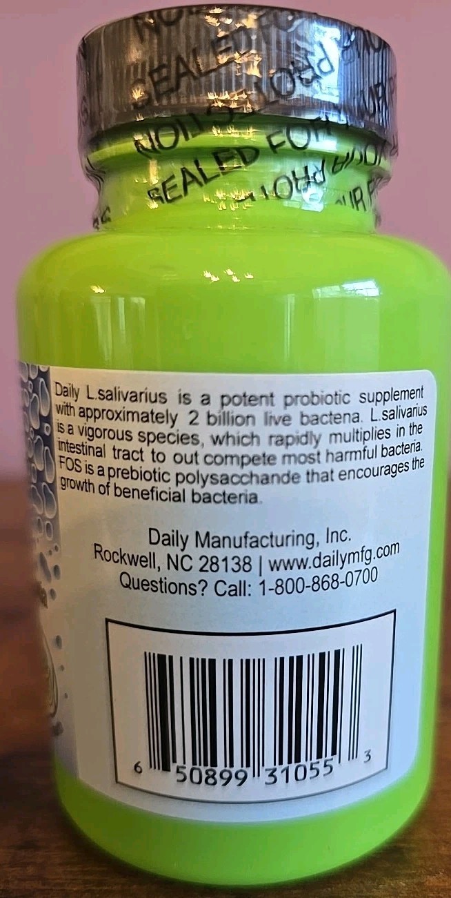 Daily L. Salivarius 2 Billion Live L. Salivarius Bacteria Dietary Supplement 120