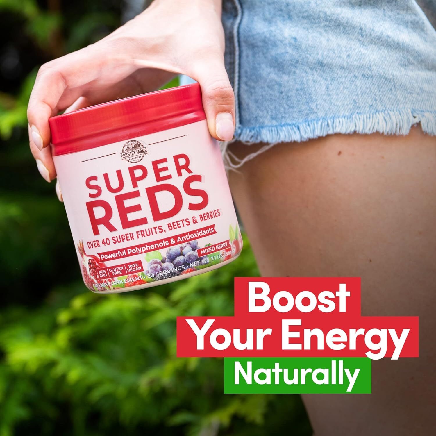 Super Reds, Superalimento Energizante Con Polifenoles, 48 Superfrutas Y B