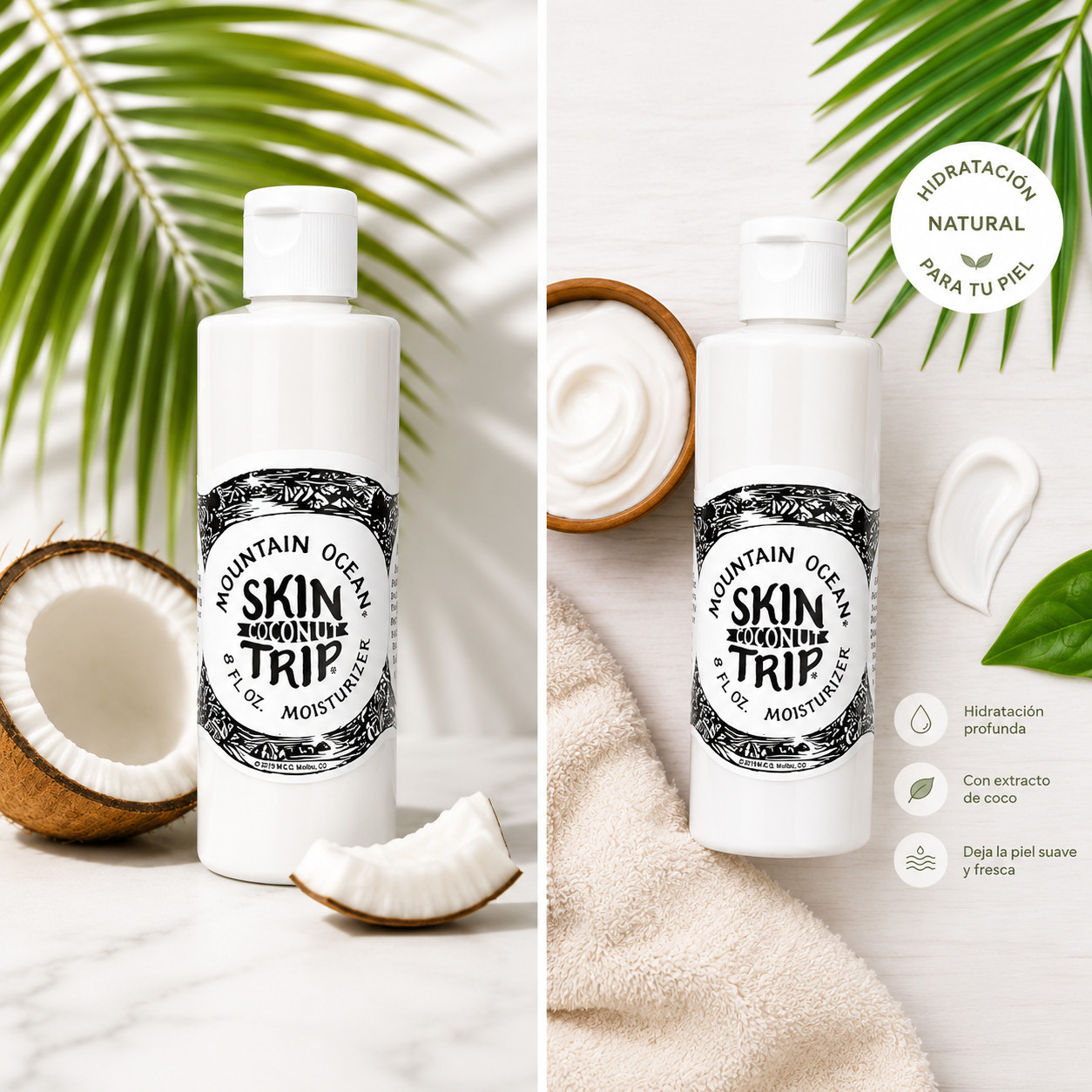 2 Pack Mountain Ocean Skin Trip Coconut Moisturizer 8 oz Lotion
