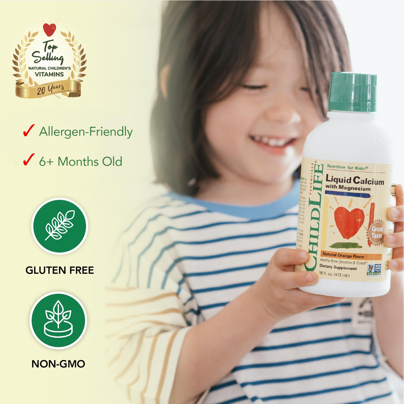 Kids Nutritional Supplement with Calcium Magnesium Zinc Vitamin D3 16 Fl Oz