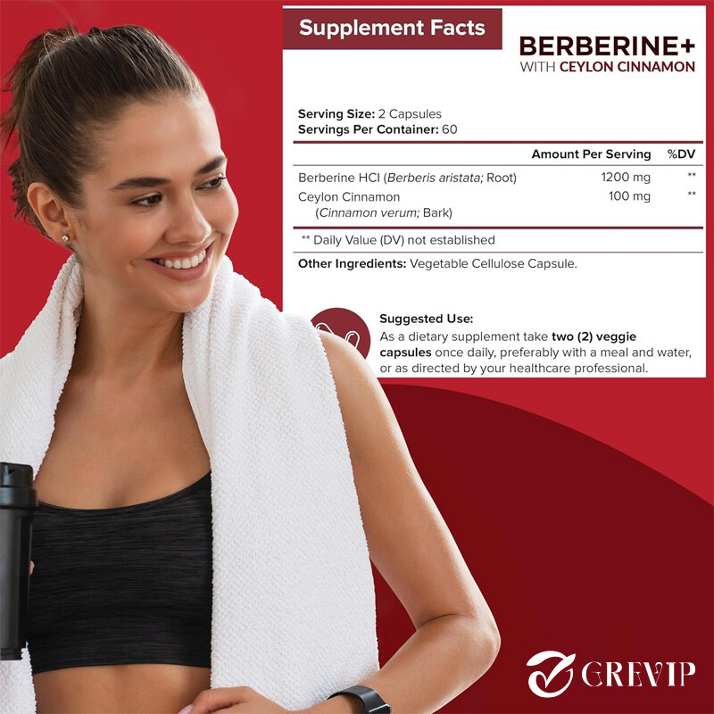 Berberine HCI + Ceylon Cinnamon 1200mg – Lower Blood Sugar & Cholesterol Levels