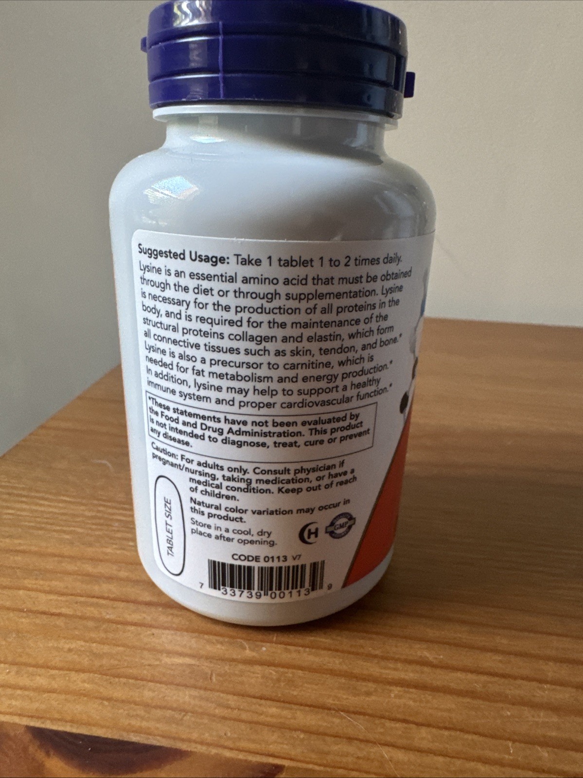 NOW FOODS L-Lysine, Double Strength 1000 mg – 100 Tablets Exp 10/2030