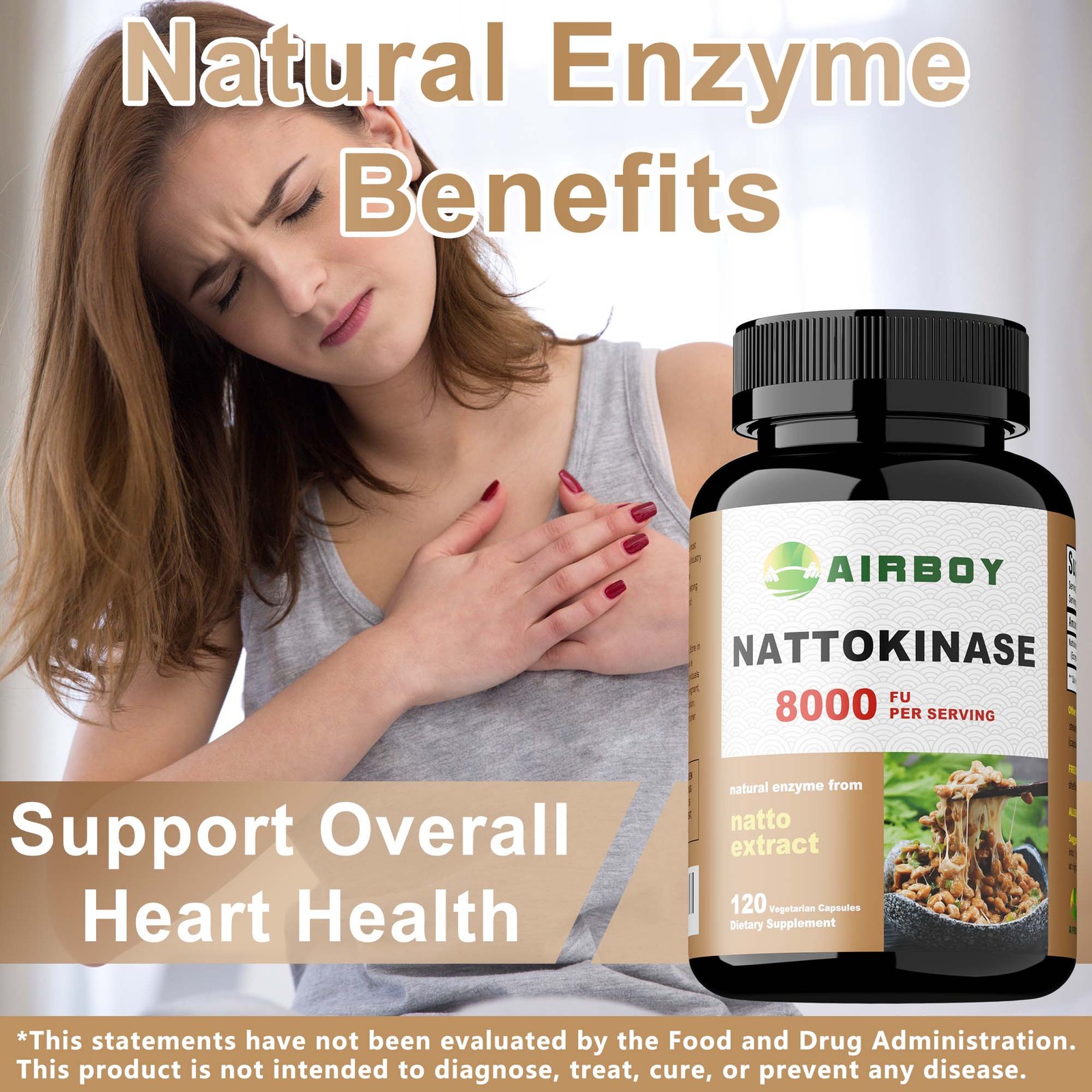 Nattokinase 8000FU – Blood Flow, Heart & Cardiovascular Health, High Quality