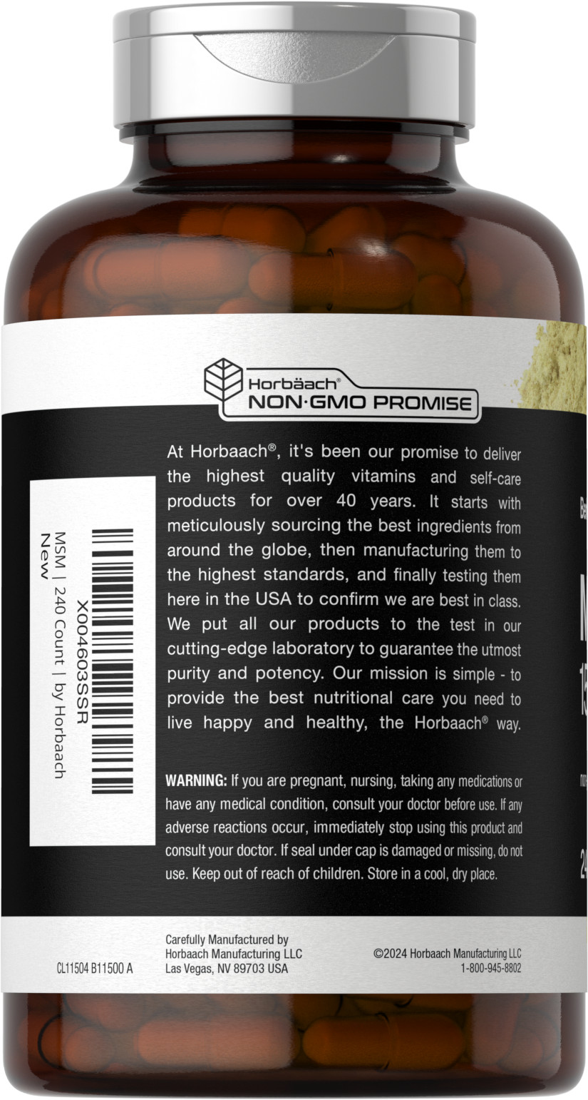 MSM Capsules 1500mg | 240 Count | Non-GMO, Gluten Free | Berkshire Labs