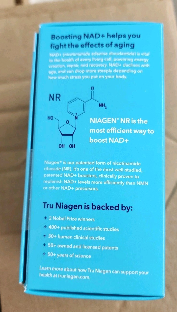 Tru Niagen Nicotinamide Riboside Chloride 300 mg 120 Vegetarian Capsules 02/28