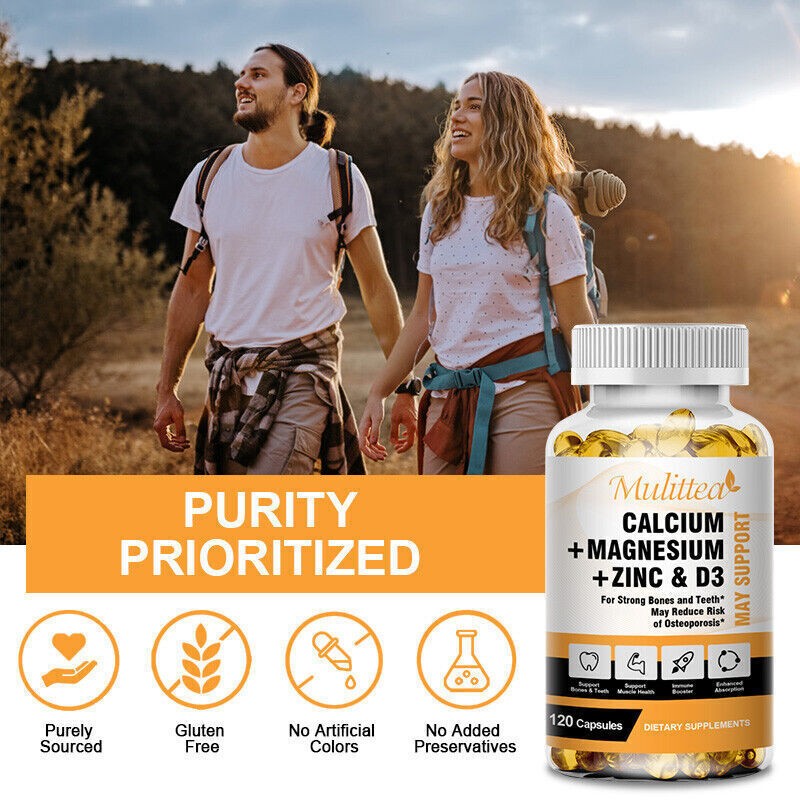 Zinc Calcium Magnesium Vitamin D Complex Supplement Bone Muscle Immune Support