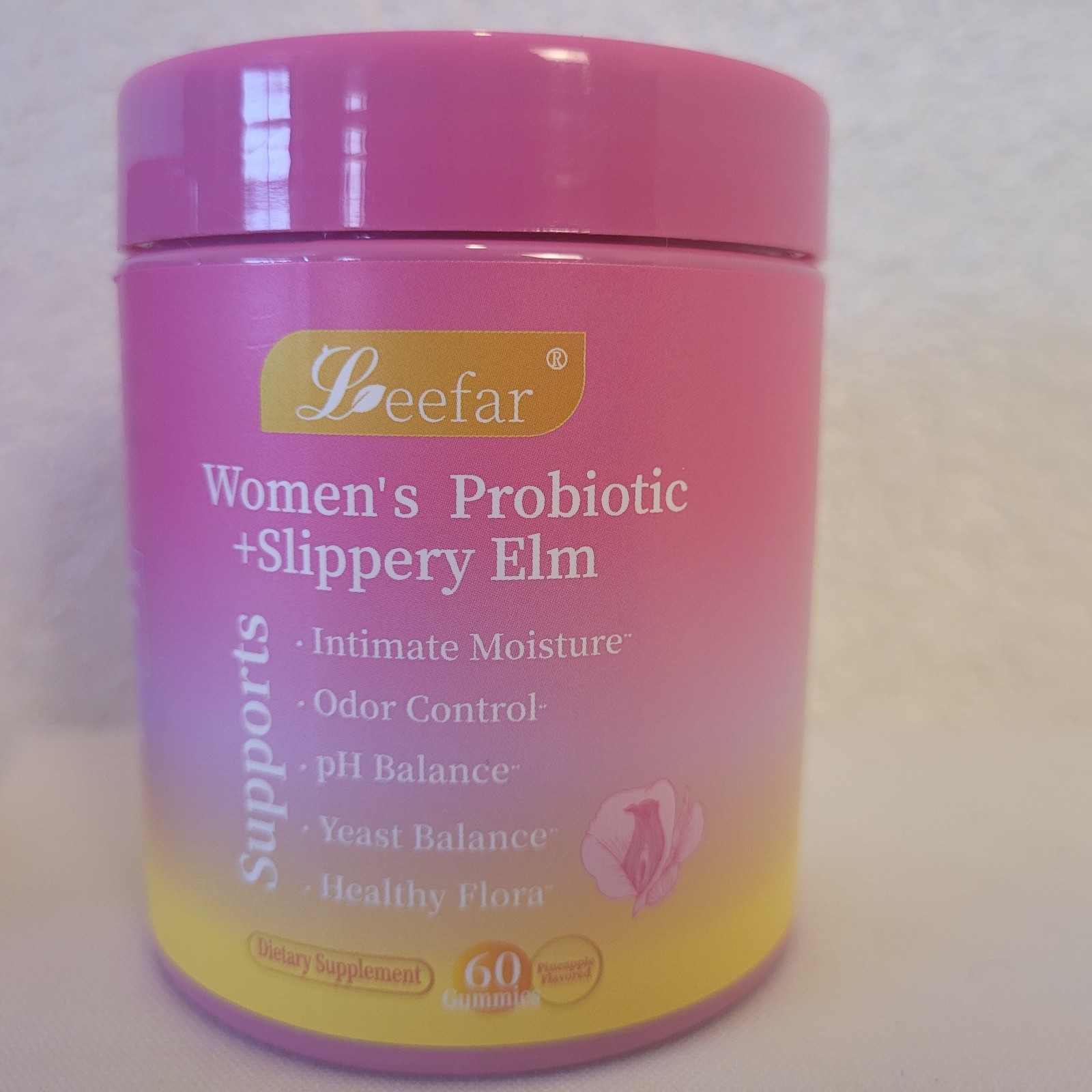 Two Leefar Women’s Probiotic Slippery Elm Pineapple 60 gummies exp: 05/04/2028