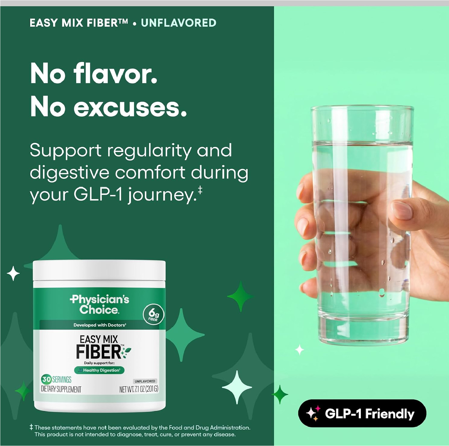Physician’s CHOICE Easy Mix Fiber for Digestive Health & Regularity – No Grit, S