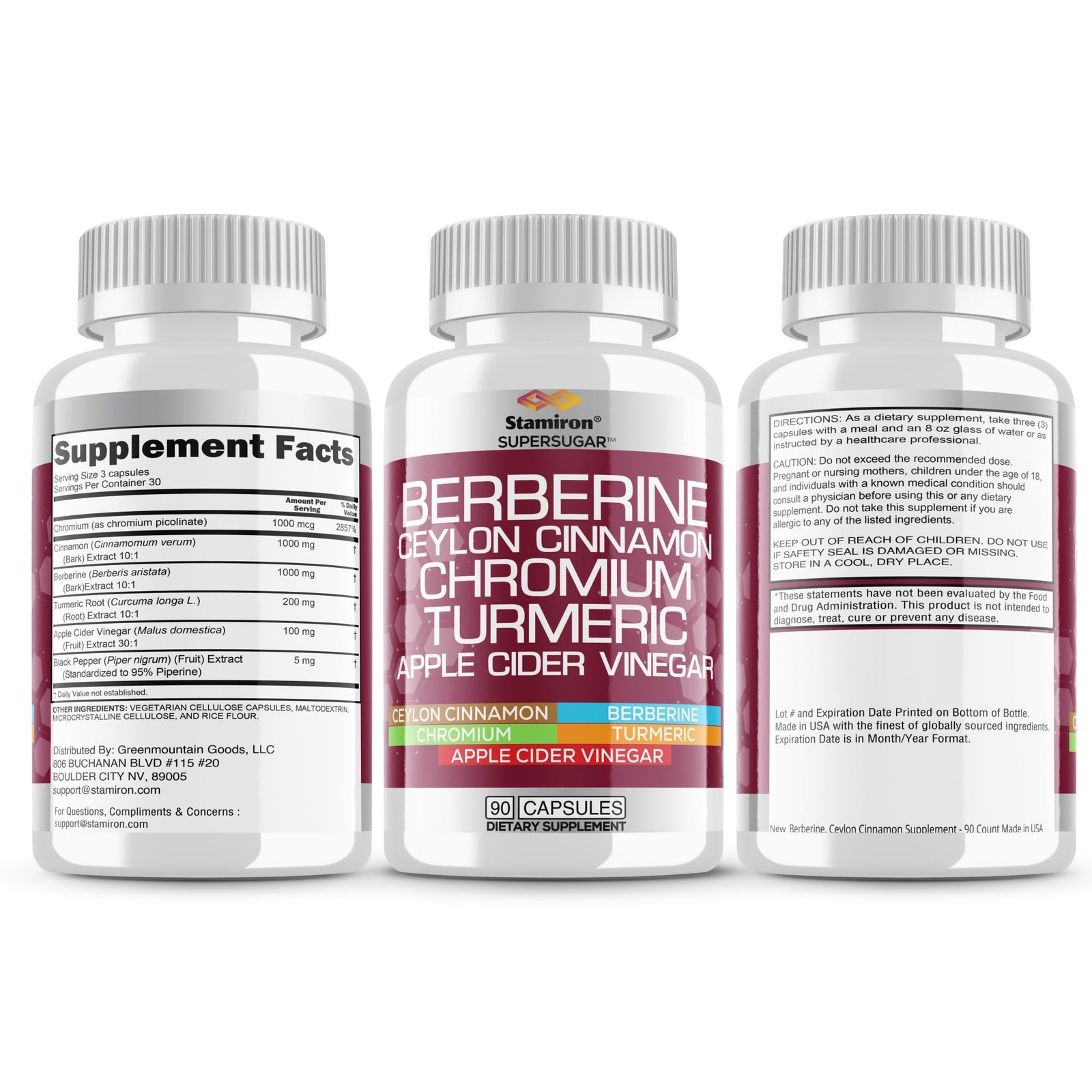 Berberine Complex with Ceylon Cinnamon, Chromium, Turmeric, Apple Cider Vineg…