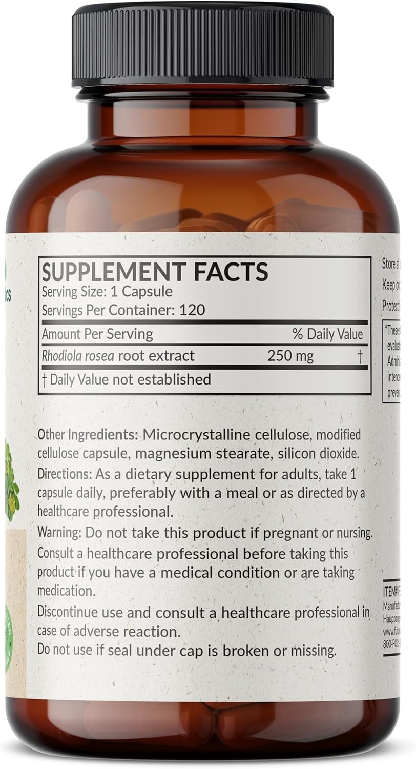 Rhodiola Rosea Powder Vegetarian Capsules – 120 Count for Energy and Brain Power