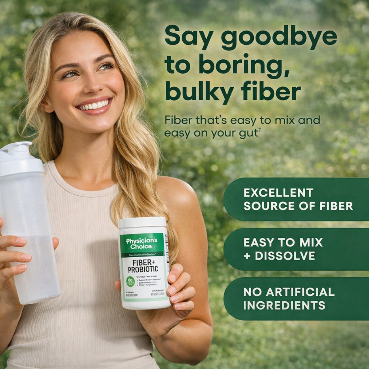 Physician’s Choice Fiber + Probiotic Powder 246.7g Digestive Support Supplement