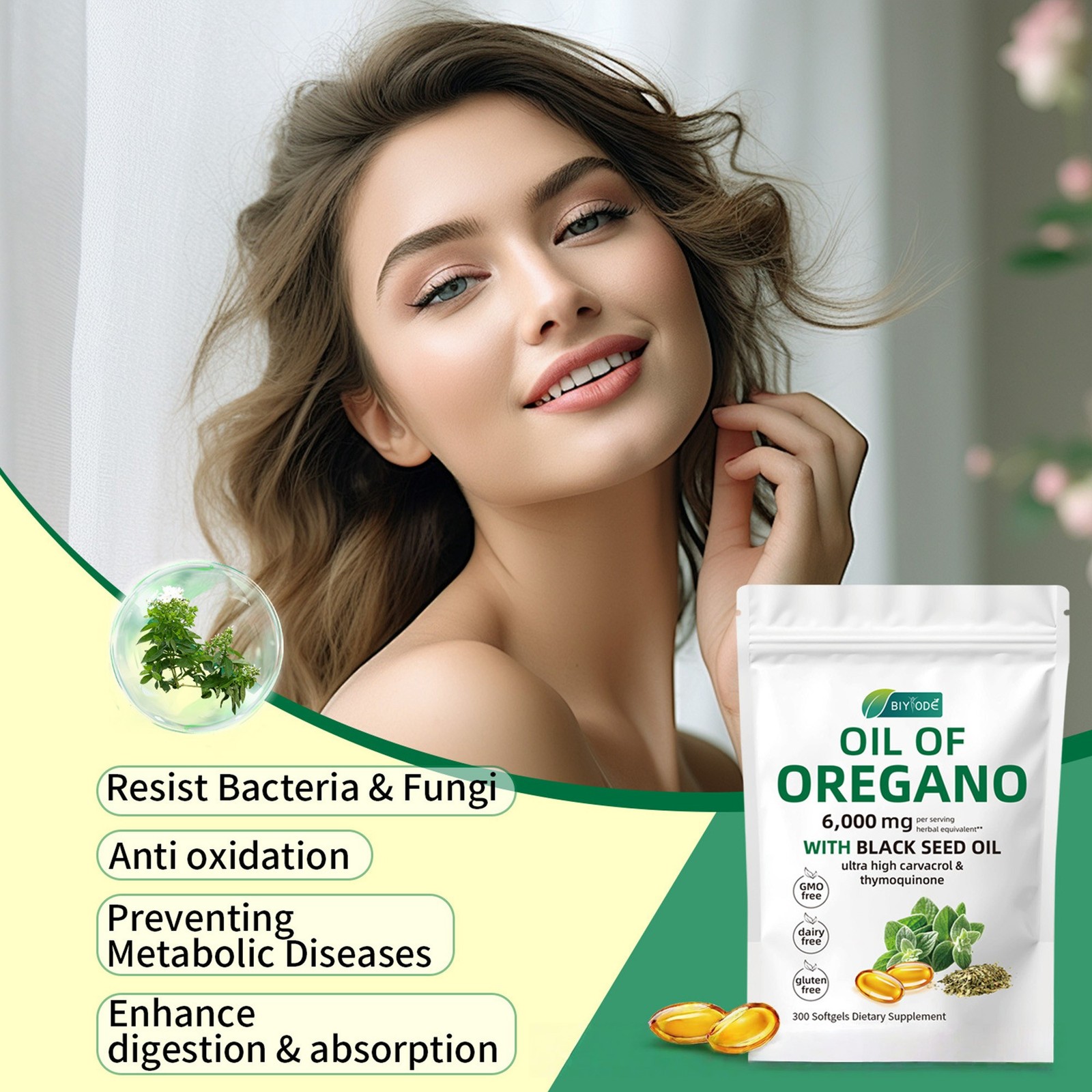 Oil of Oregano 6000 mg 300 Softgels Capsules Black Seed Oil Immune Antioxidant