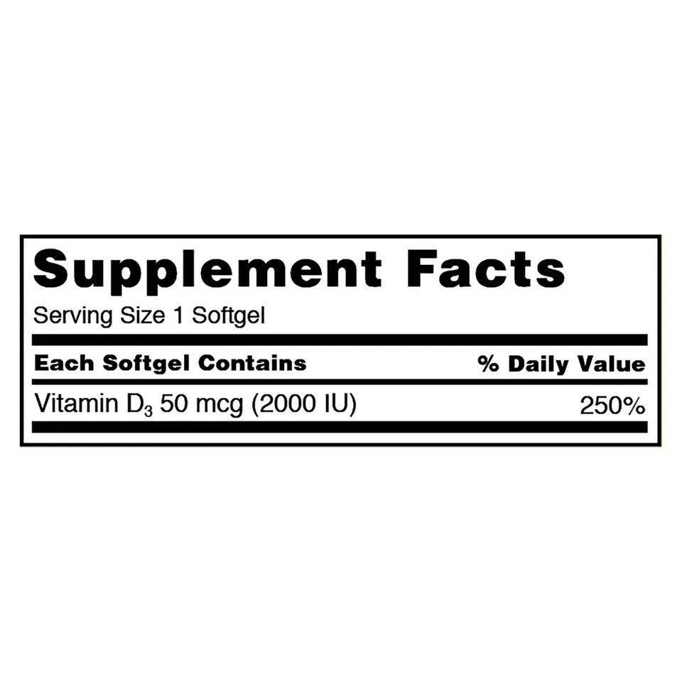 Kirkland Signature Extra Strength D3 50 mcg,(2000 IU) 600 Softgels EXP 2028