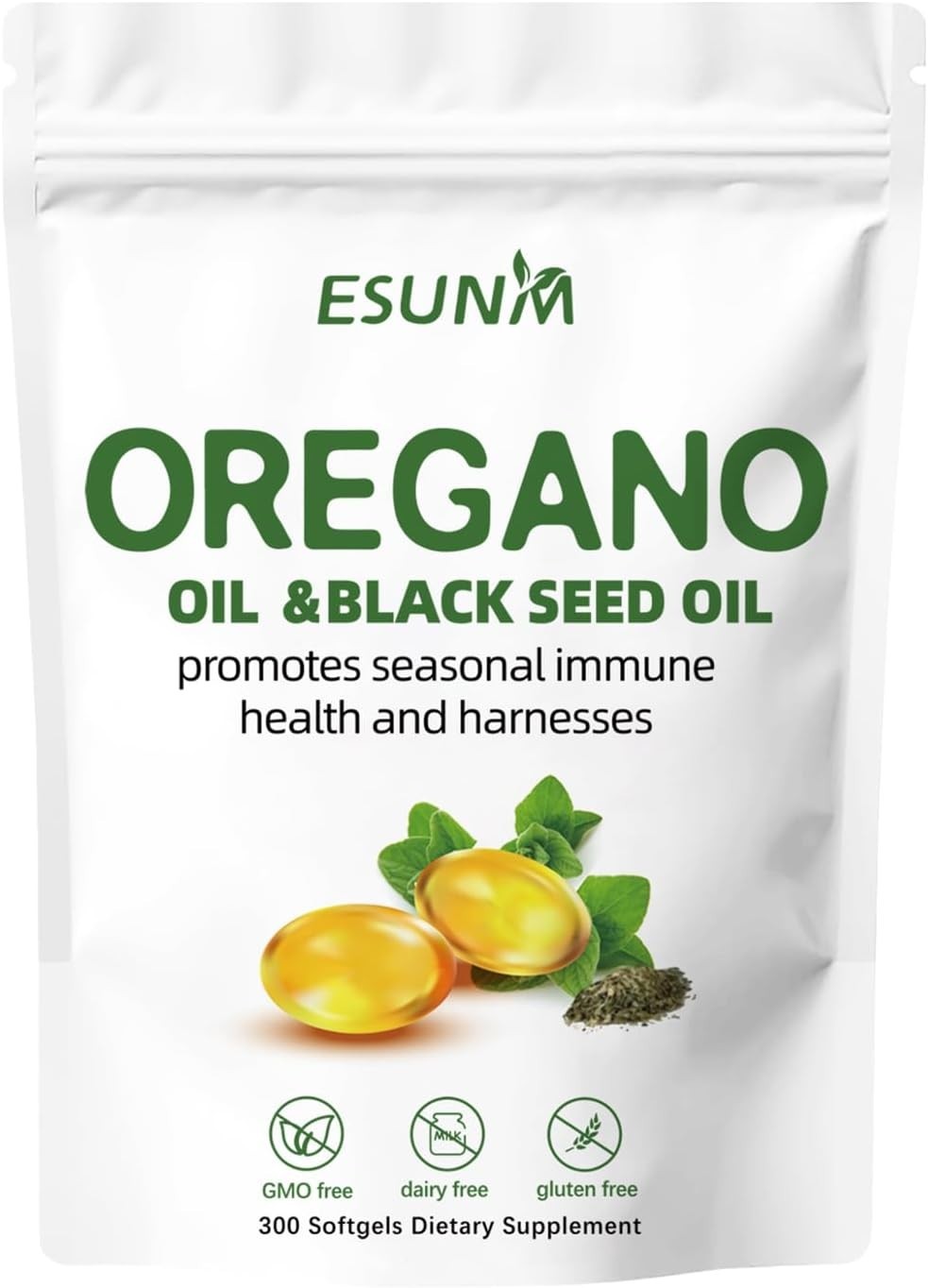 ESUNM Oil of Oregano Softgels 6000mg with Black Seed Oil 300 Capsules