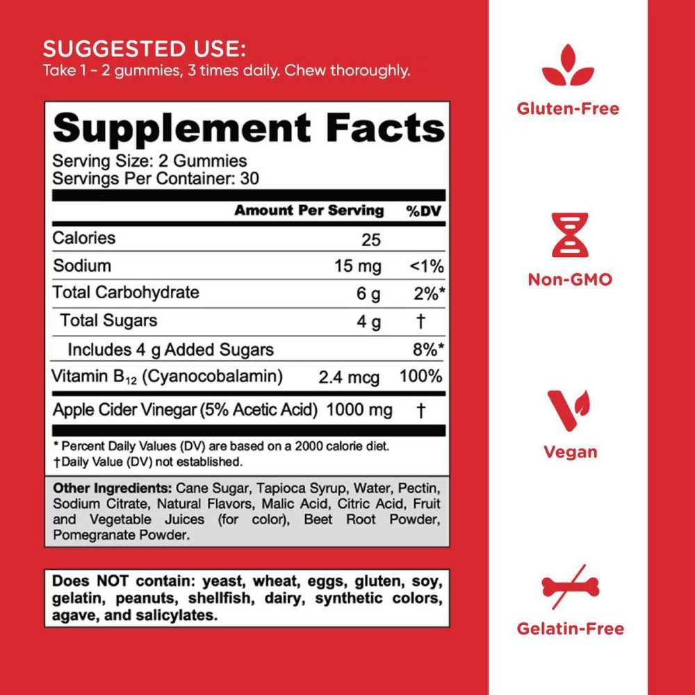 Goli Nutrition Apple Cider Vinegar Vegan Gummies – 60ct 500mg per Serving