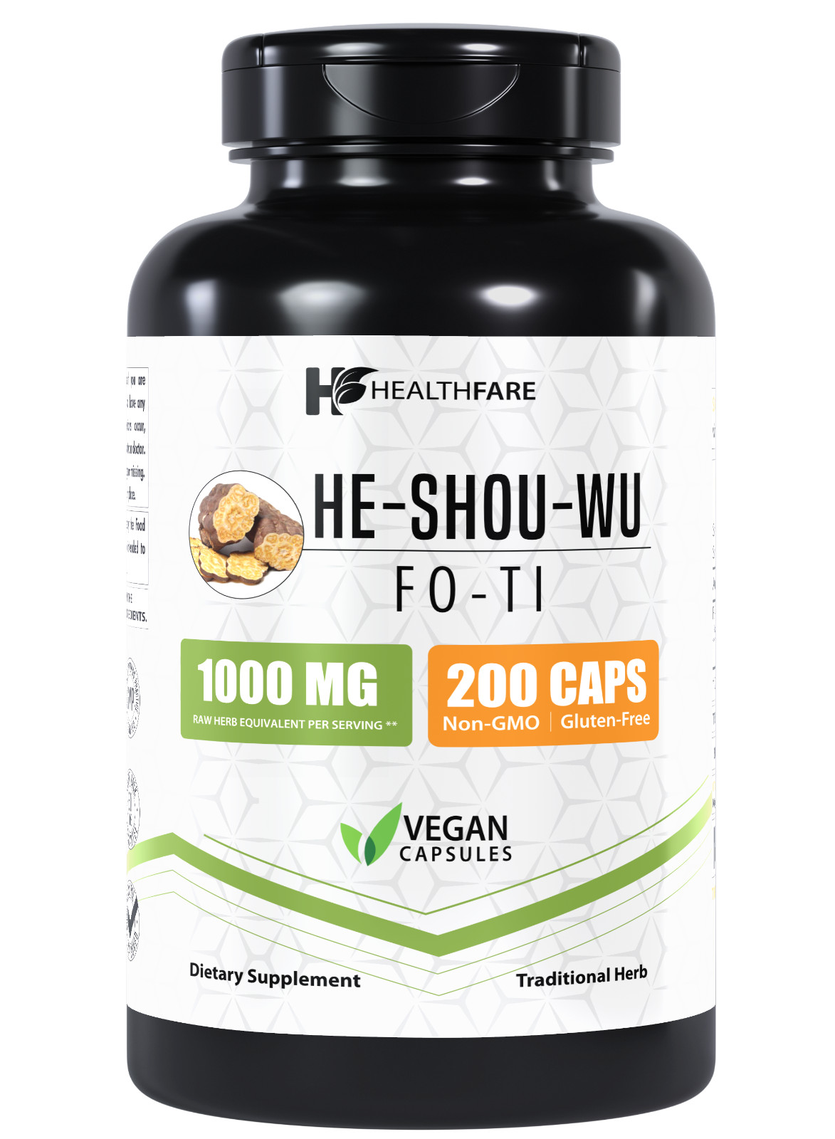 HealthFare Fo-Ti He Shou Wu 1000mg | 200 Count | Fo-Ti Herbal Supplement