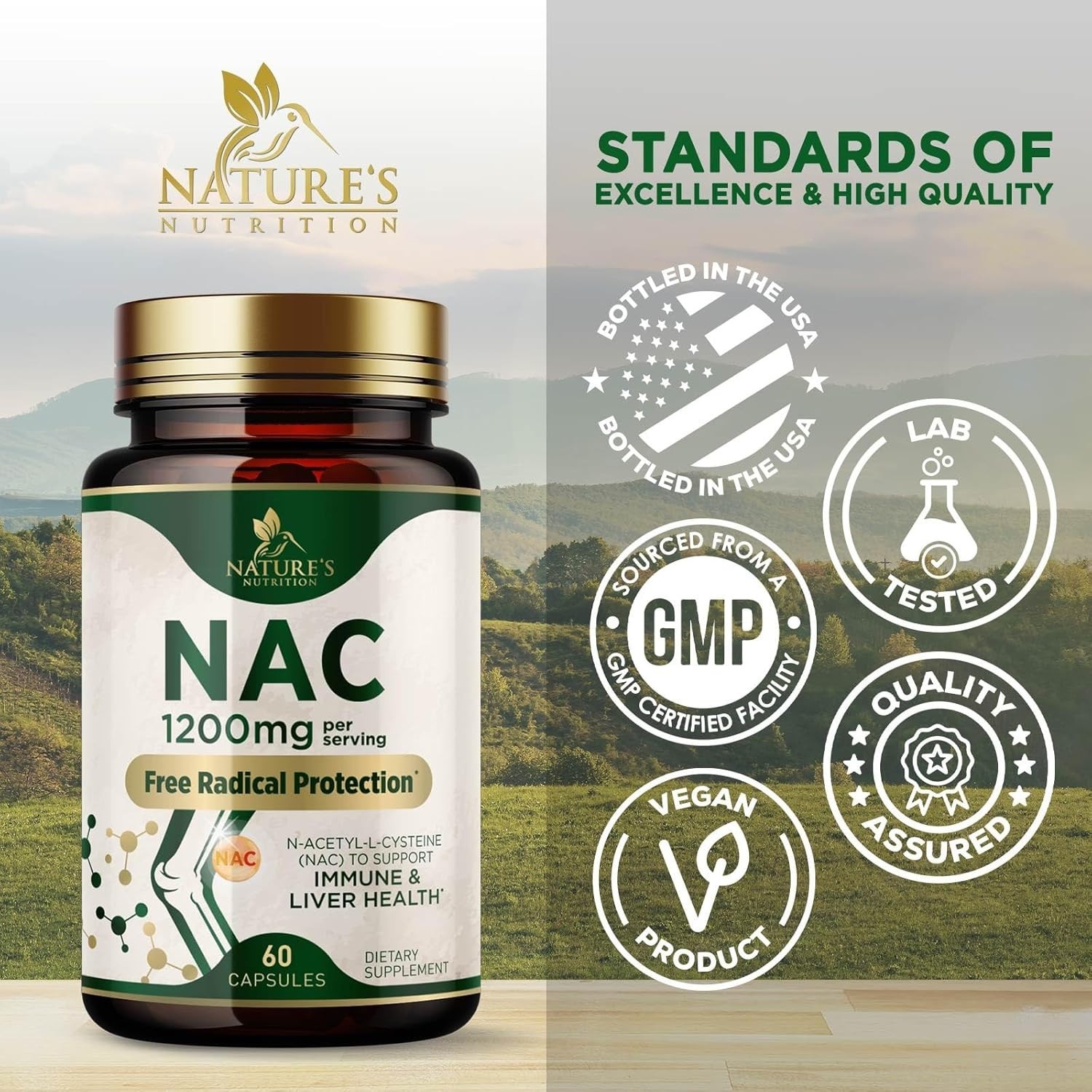 NATURES N-Acetyl-L-Cysteine (NAC) 1200 mg Per Serving – NAC Supplements for Lung