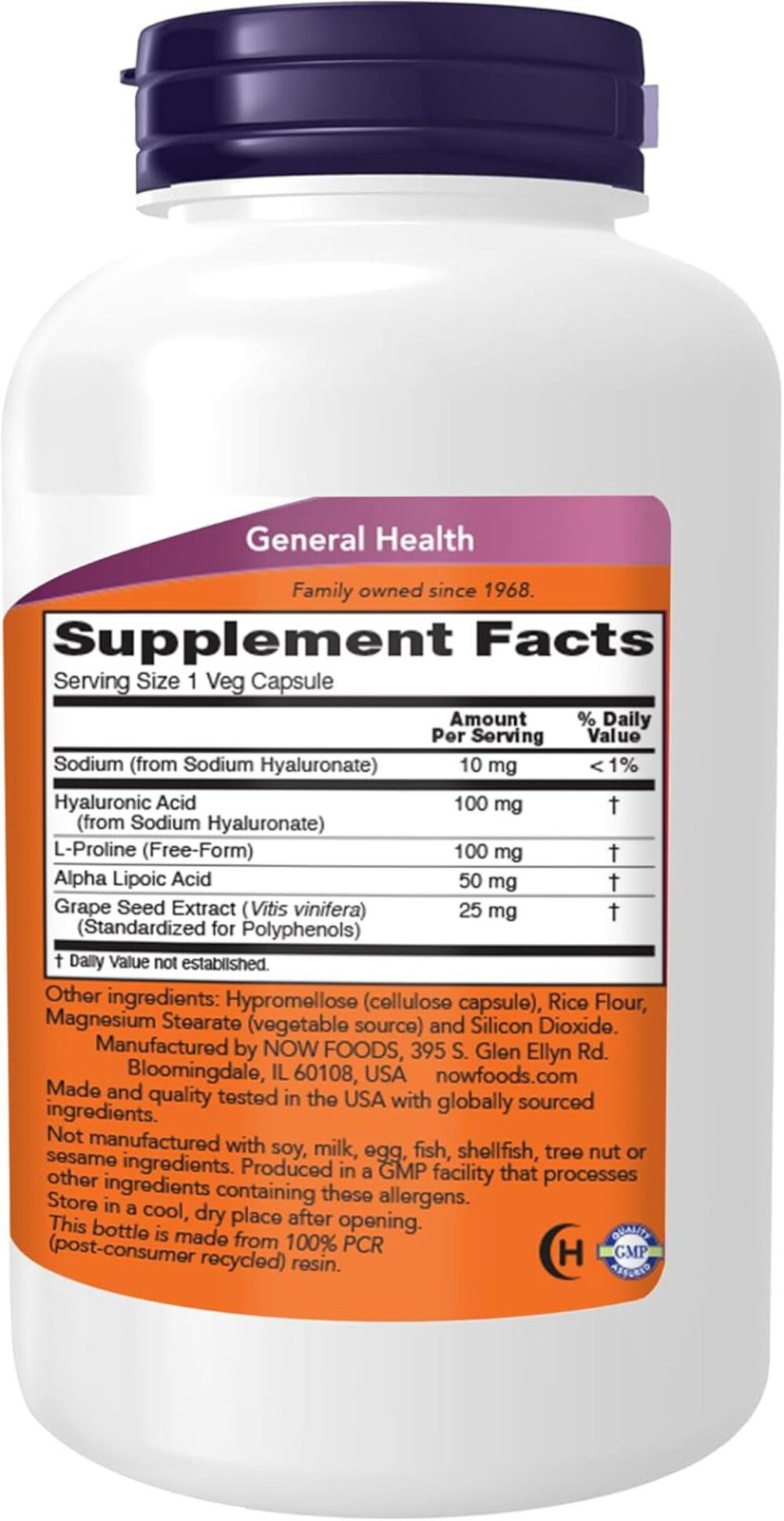 NOW Foods, Hyaluronic Acid 100 mg, Double Strength, 180 Veg Cap