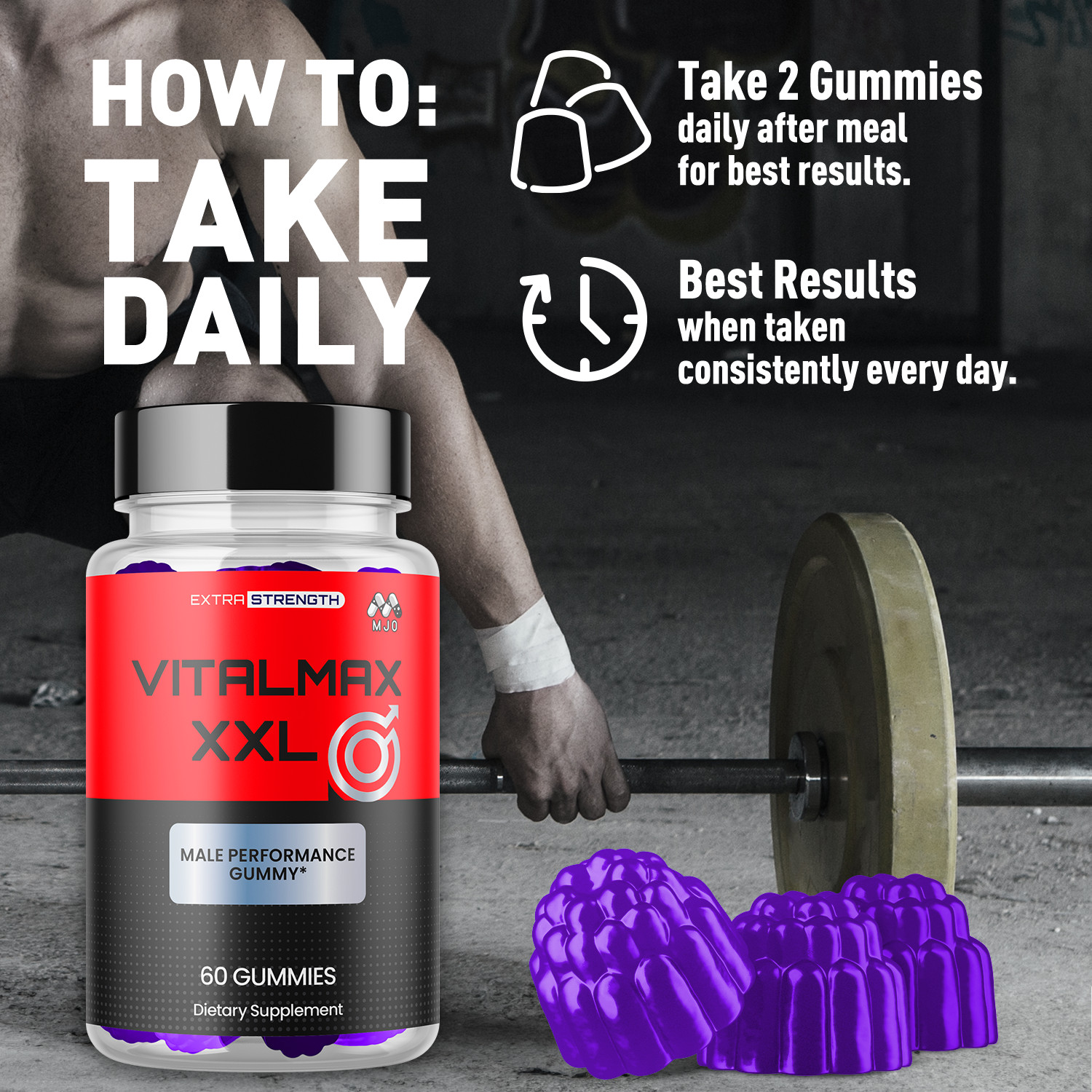 (1 Pack) Vitalmax XXL Male Gummys Advanced Male Support Supplement 60 Gummies