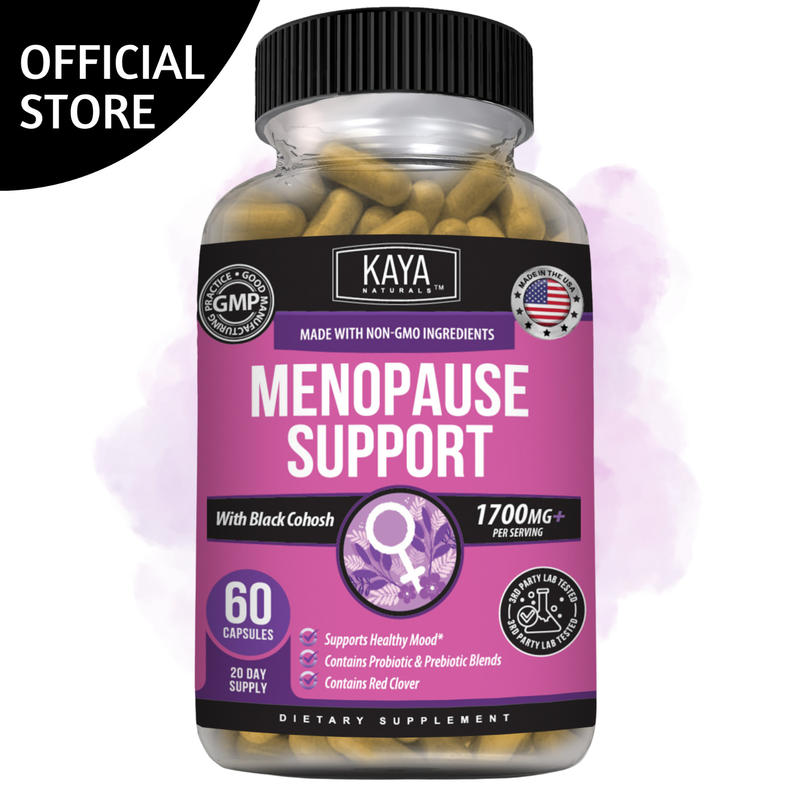 Menopause Support Supplement for Women with Black Cohosh, DIM & Red Clover