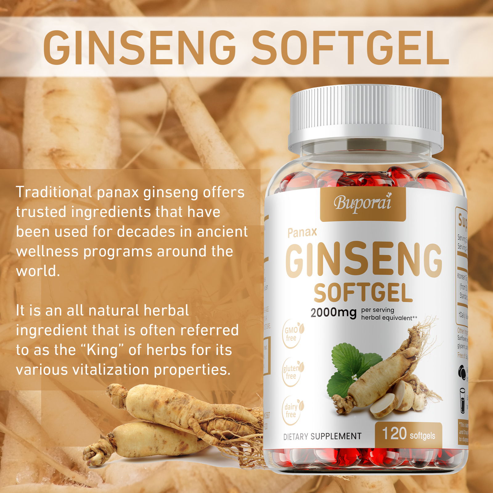 Panax Ginseng 2000mg – High Strength Ginsenosides, Increased Energy & Endurance
