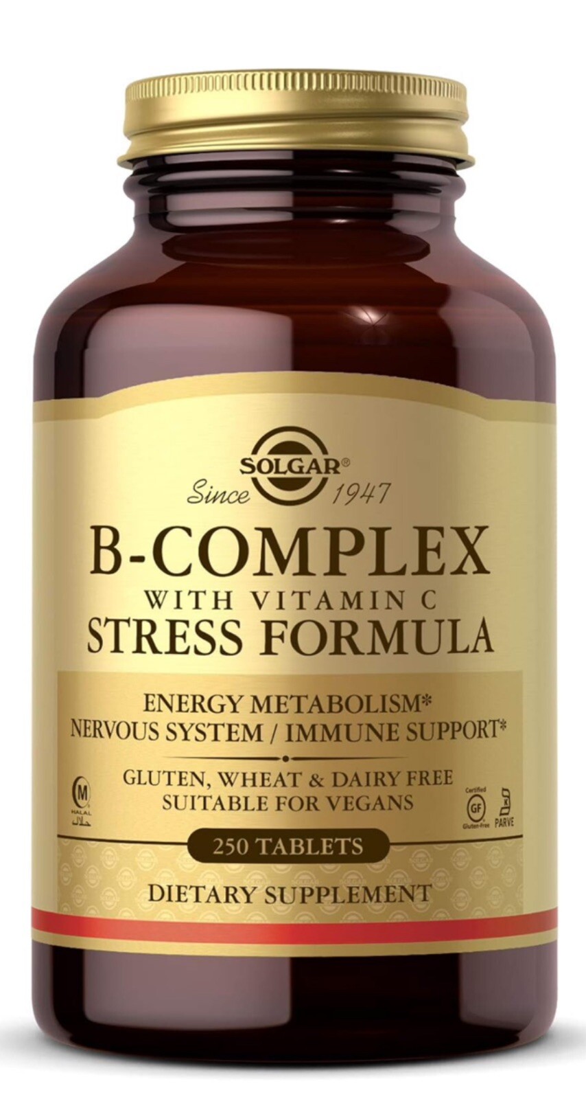 Solgar B-Complex with Vitamin C 250 Count (Pack of 1),Exp 2027