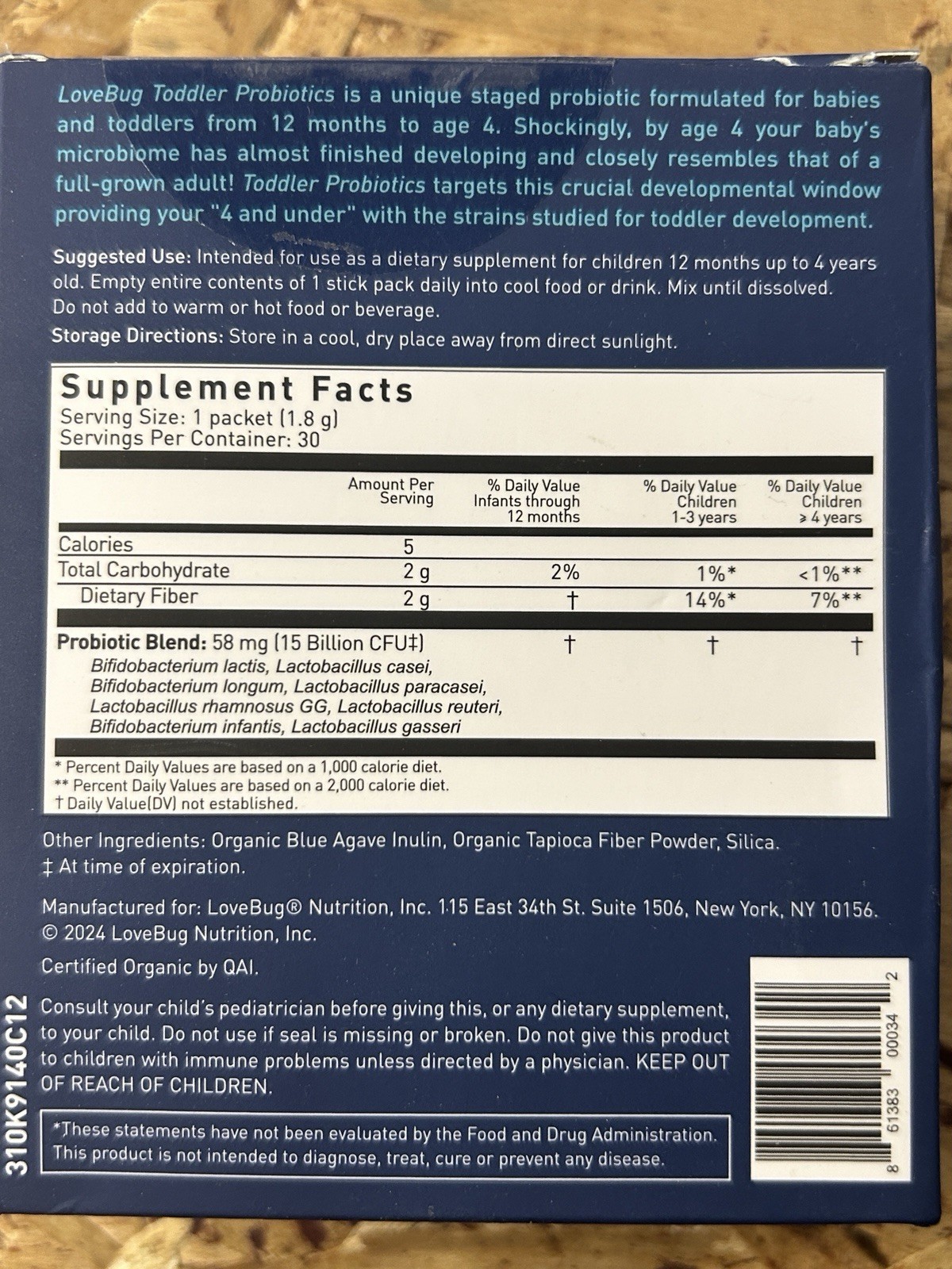 2-Pack of lovebug Toddler Organic Probiotics (60 Packets Total) Exp. 05/2026