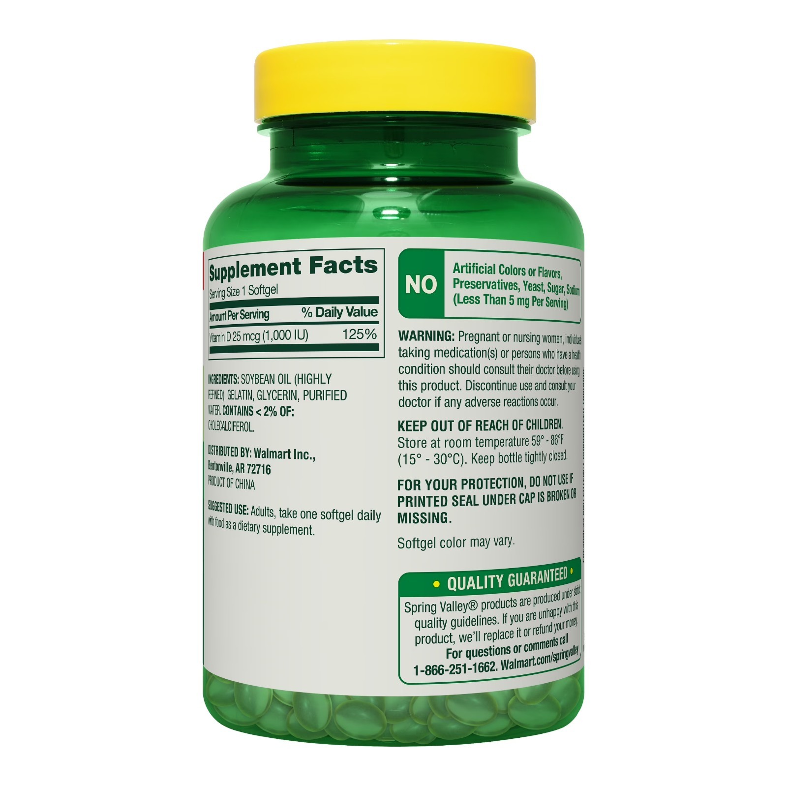 Spring Valley Vitamin D3 1000 IU Softgels, 450 Count