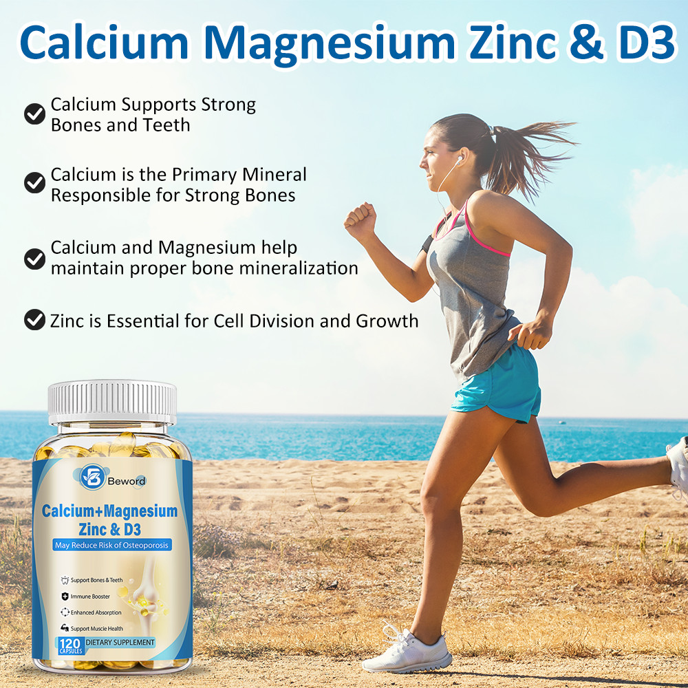 Calcium Magnesium Zinc with Vitamin D3 Strong For Bone Health Muscle Improvement