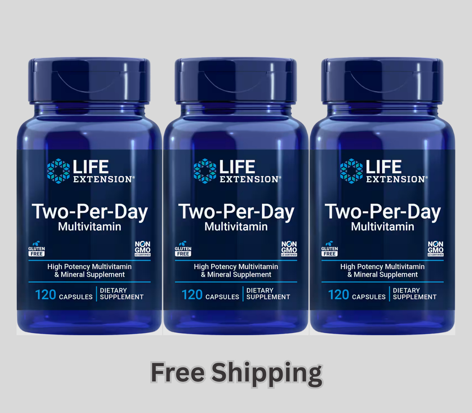 3 X Life Extension Two-Per-Day Multivitamin (120Caps) Over 25 Vitamins Minerals