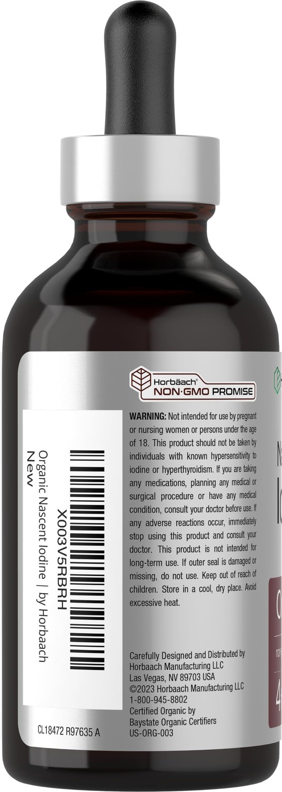 Horbaach Nascent Iodine Drops | 4 Fl Oz | Organic Liquid 4 (Pack of 1)